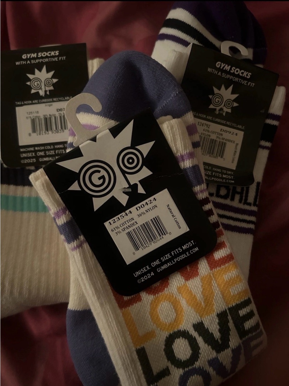 3 Pairs Striped Multicolor Unisex Adults One Size